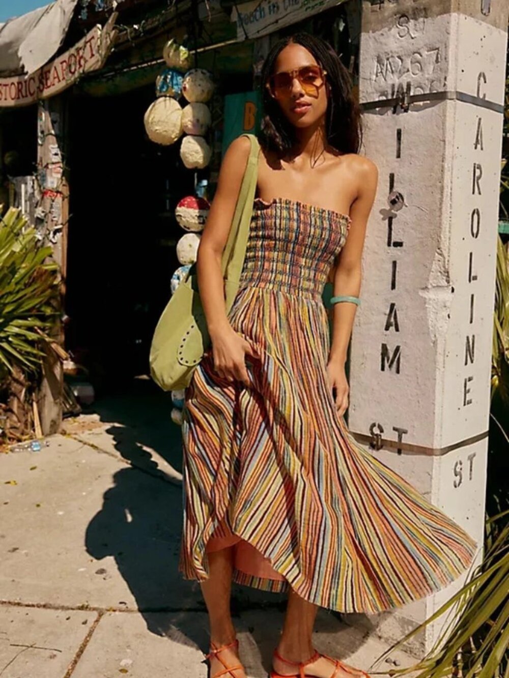Free People Fp One Ravenna Printed Convertible Maxi Skirt Smocked Dress M